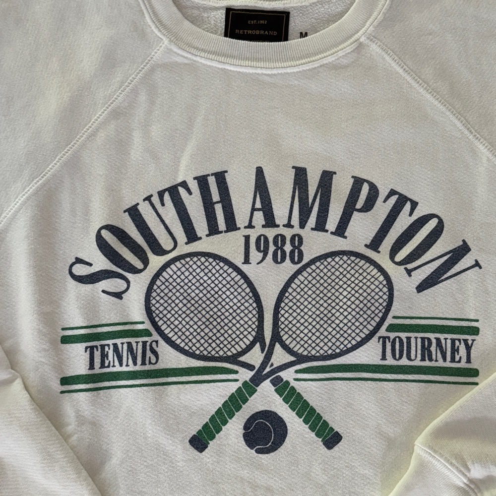 Retrobrand White Southampton Tennis Cotton Sweatshirt NWT Women’s Medium